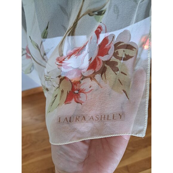 Laura Ashley Floral Sheer Scarf Rose Floral Print 59" Womens Accessory Cottage - Picture 2 of 6